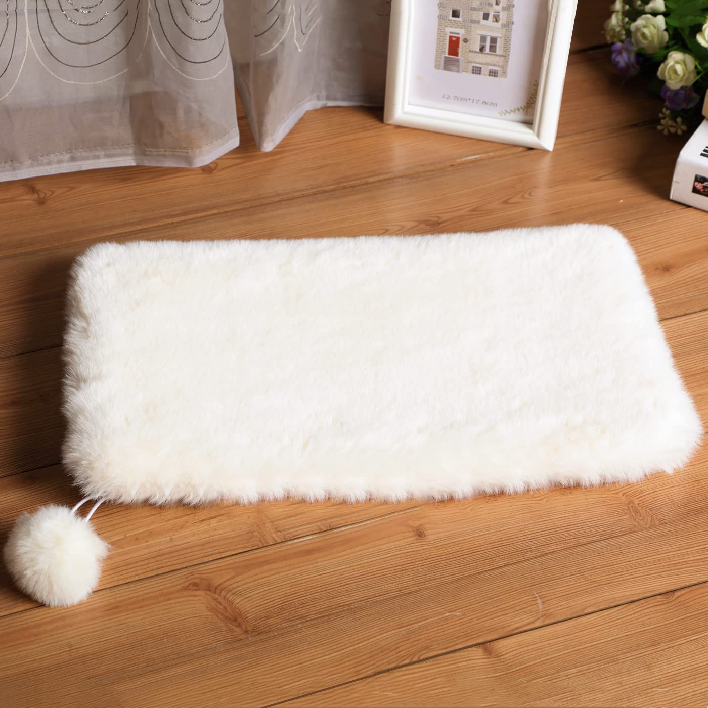 SHENGOCASE Lot de 2 Coussins Rectangulaires de 25,4x35,6 cm en Fausse Fourrure de Lapin pour Chat et Chien, Coussin de Remplacement pour Arbre à Chat, Perchoir Fenêtre, Porte-Animal, Cage, Niche