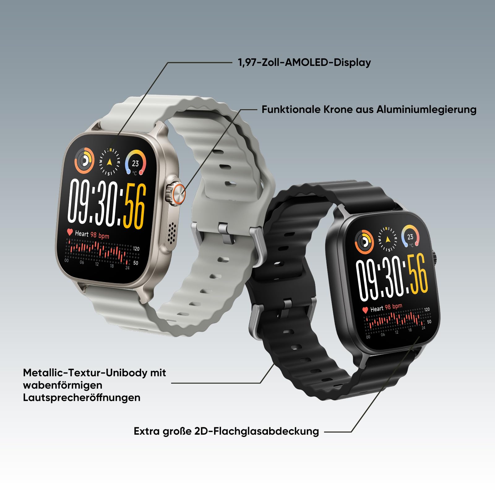 realme Watch 5 Smartwatch, 1,97 Zoll AMOLED Touchscreen, Independent GPS, NFC-Zugang, Bluetooth Anrufe, 108 Sportmodi, Blutsauerstoff/Schlafüberwachung, IP68 Wasserdicht, 16 Tage Akkulaufzeit, Schwarz