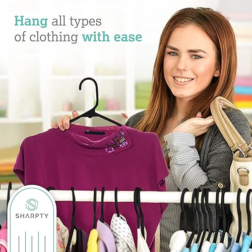 Miniatura 2 de Sharpty Perchas de plástico para ropa, armario, abrigos y camisas, con muescas, duraderas, gruesas, resistentes y ahorran espacio, para uso diario
