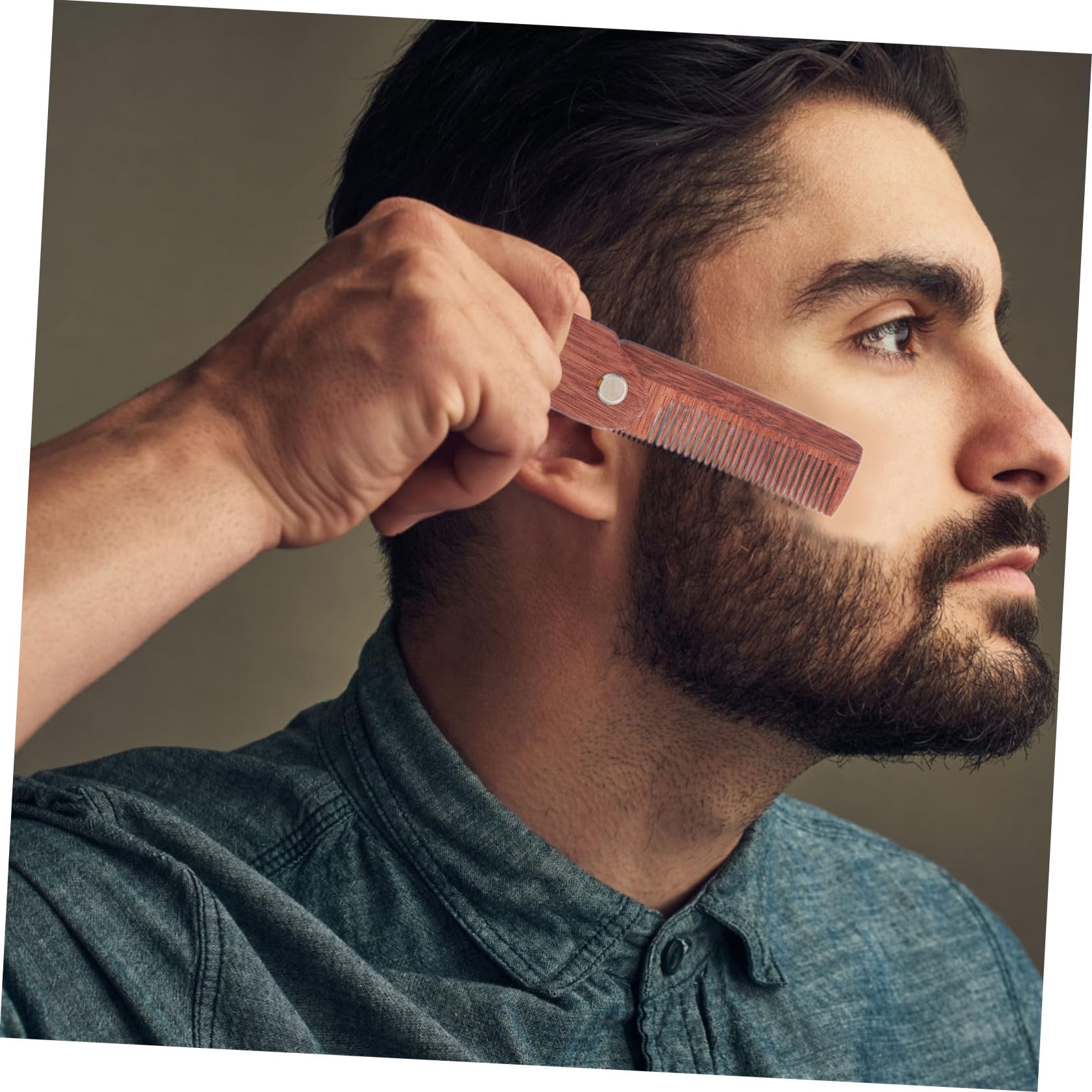 FRCOLOR 3pezzi Pettine Da Barba Legno Di Sandalo Comodo e Portatile Design Ergonomico Per Cura e Stile Della Barba Strumento Di Pulizia Per Viaggi e Uso Quotidiano
