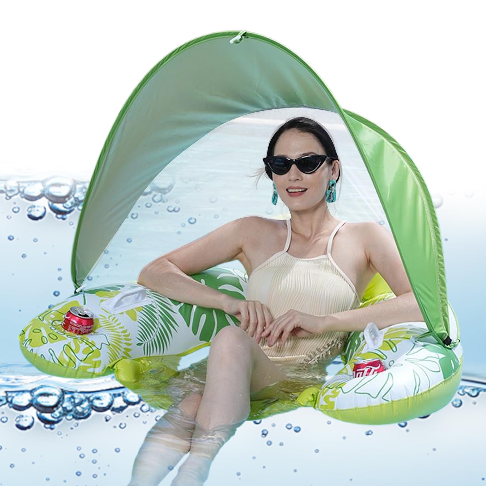 Galleggianti per Piscina Adulti - Lettino Galleggiante per Adulti con Parasole,Sedia d'Acqua Resistente Antiscivolo per Uomo Donna Spiaggia Fiume Relax
