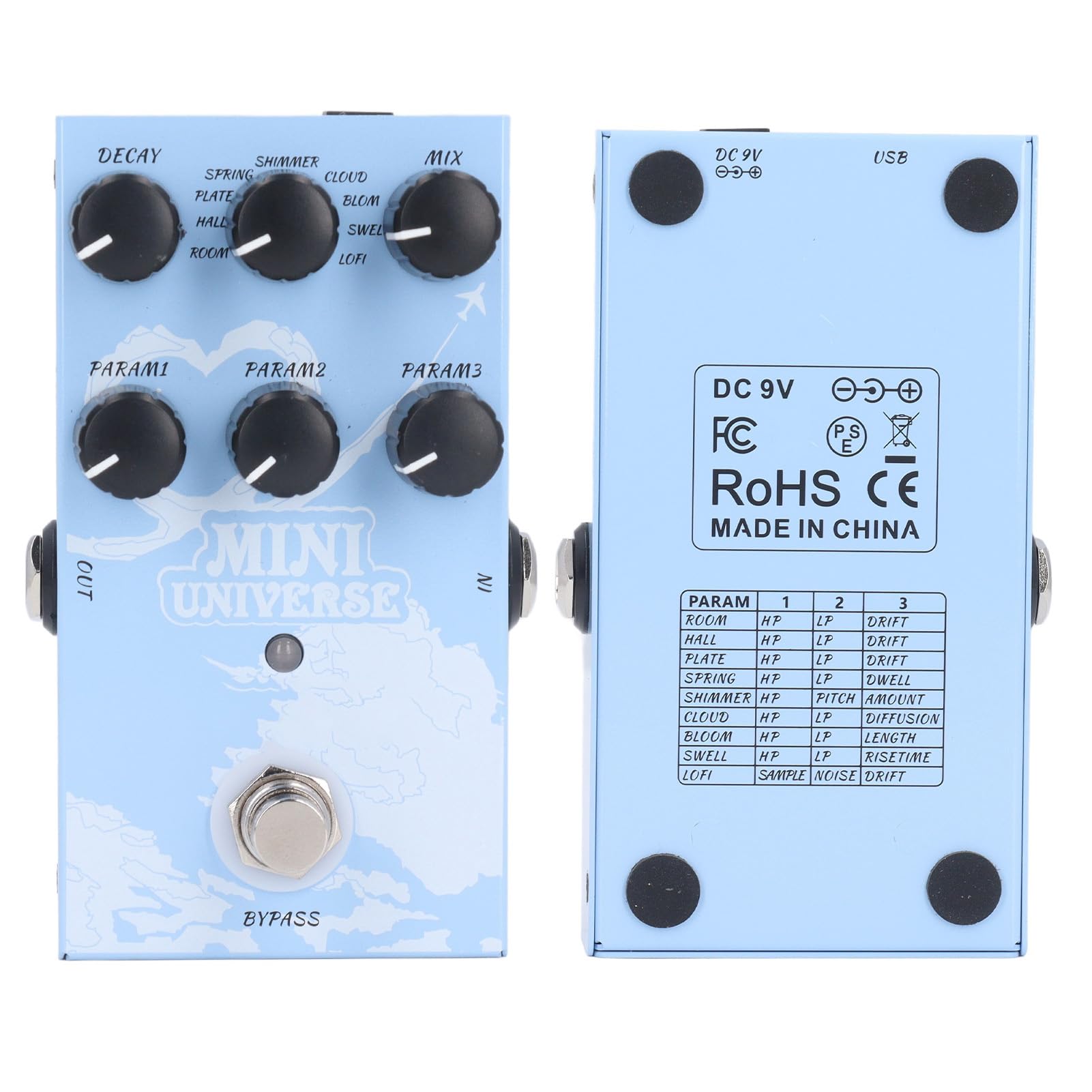 Pedale Effetto per Chitarra Tono Riverbero Autentico per Amanti della Musica Metallo 4,41x2,68x1,57 Pollici