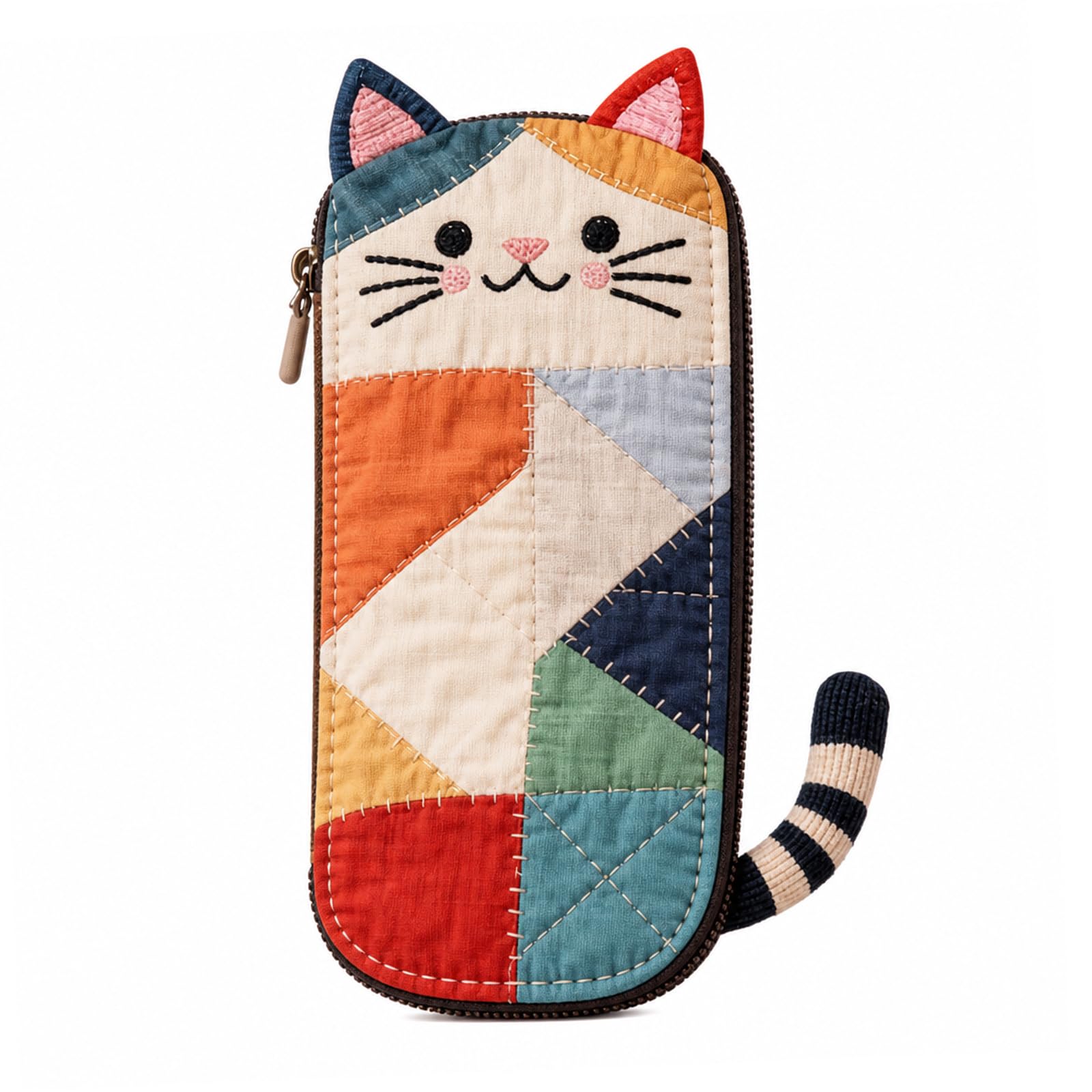 Tapufitil Katze Pencil Case, Cute Cat Fabric Pencil Case, Soft Pencil Bag for Girls, Durable Case for School and Leisure
