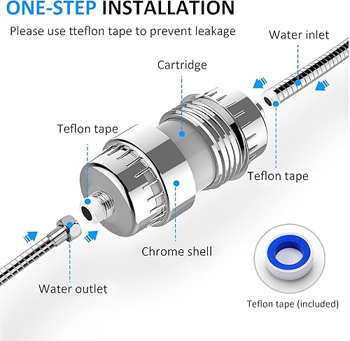 Miniatura 7 de HONGEZEY Filtro de ducha de 20 etapas para agua dura, filtro de agua de ducha con 2 cartuchos de filtro reemplazables para eliminar el fluoruro de