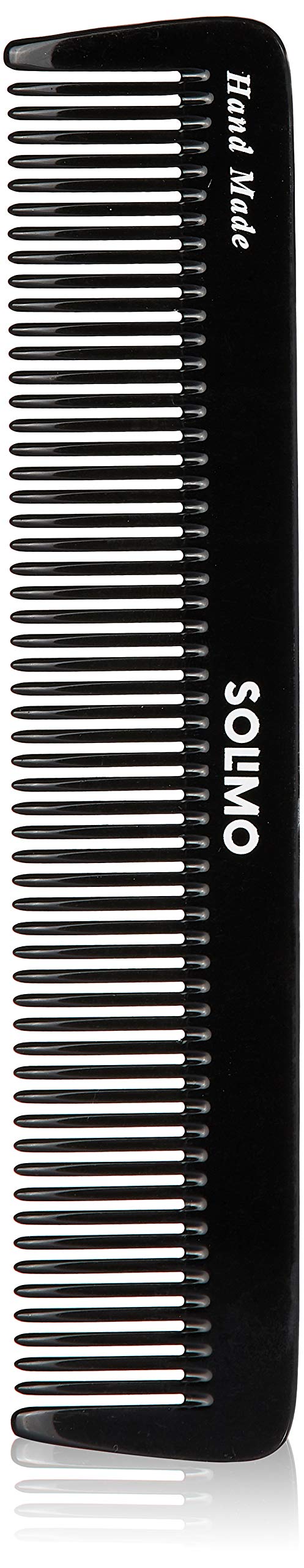 Amazon Brand - Solimo Handmade Black Easy-Grip and Long Fine-Tooth Comb, 19 cm x 4 cm