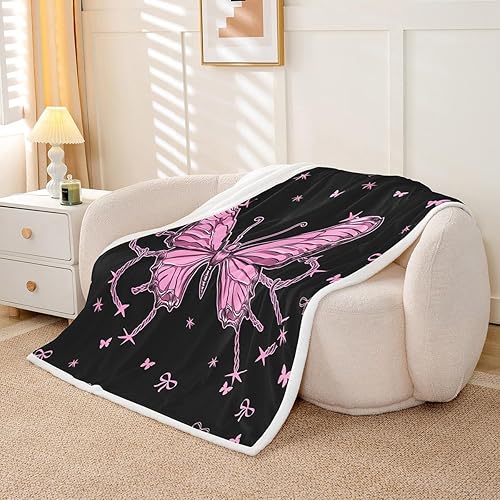 Miniatura 3 de Manta de franela de mariposa, manta de forro polar abstracta con cuerda de mariposa para decoración del hogar, sofá, sofá, manta de forro polar de