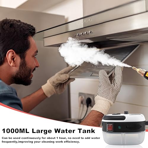 Miniatura 4 de Limpiador a vapor de alta presión de 2500 W, máquina de limpieza de vapor portátil de mano 6 engranajes ajustables con 6 cabezales de cepillo, para