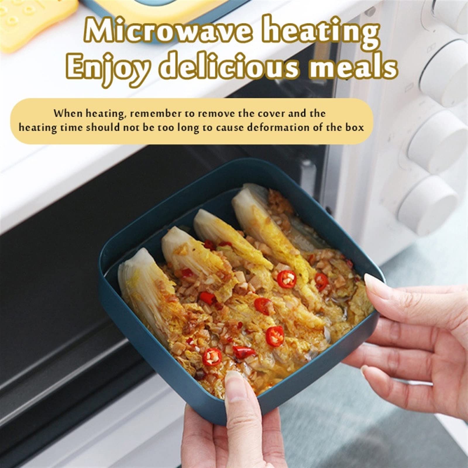 Contenitore per Il Pranzo Portatile a 2 Strati, Contenitore per Alimenti Sano, Forno a microonde, Pranzo con Posate