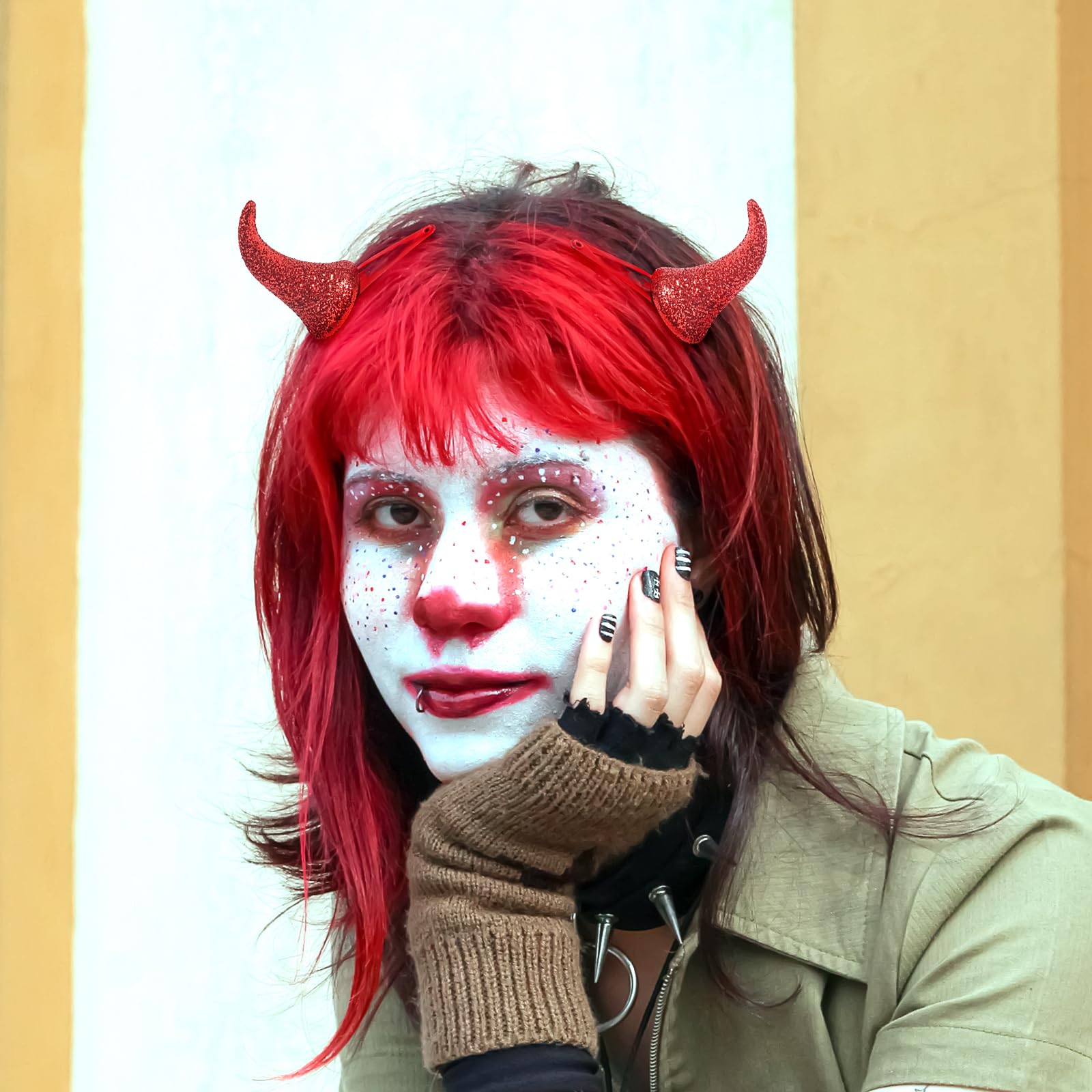 Amazon.com : Red Devil Horn Hair Clips Halloween Hair Clip  display picture 1