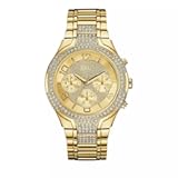 Women's Gold-Tone Stainless Steel Crystal Embellished Bracelet Watch with Day, Date + 24 Hour Military/Int'l Time. Color: Gold-Tone (Model: U0628L2)