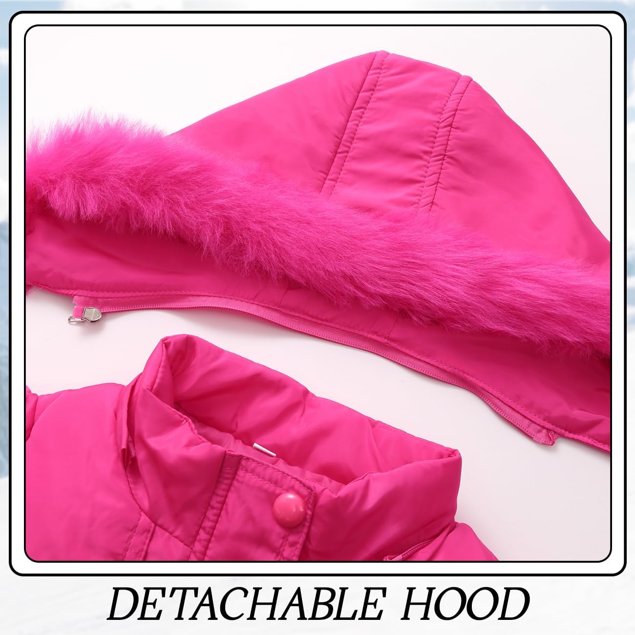Kids Winter Girl Coat Fur Collar Hooded Puffer Jacket Clothes Parka Outerwears - Image 3