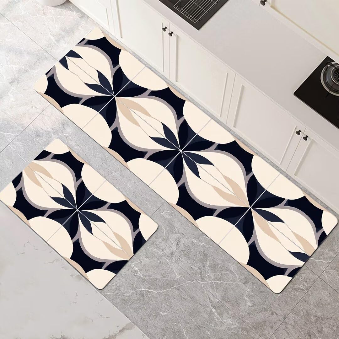 Alfombras de cocina de 2 piezas lavables y antideslizantes juego moderno gris 45x70 y 45x140 cm
