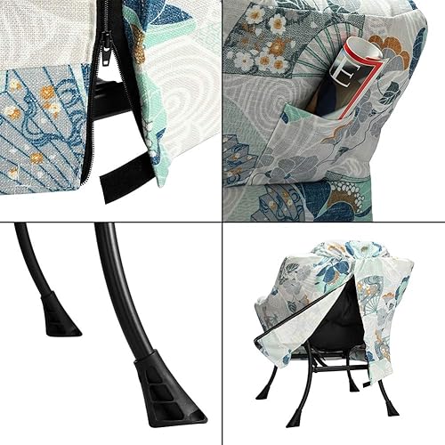 Miniatura 131 de HollyHOME - Silla perezosa grande de tela para sala de estar, silla de lectura, acogedora silla de descanso con reposabrazos, sofá de ocio, color