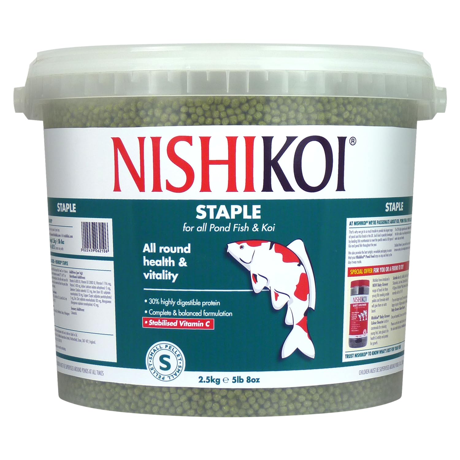 Nishikoi Staple Complete Food for Koi and Pond Fish - Small Pellets - 2.5kg