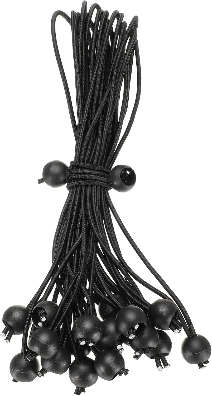 HARFINGTON 20Pcs Ball Bungee Cords 12" Heavy Duty Bungee Cord Balls Bungee Cords with Balls Tarp Bungee Balls Ties for Tent Camping Cargo Holding Wire and Hoses, White