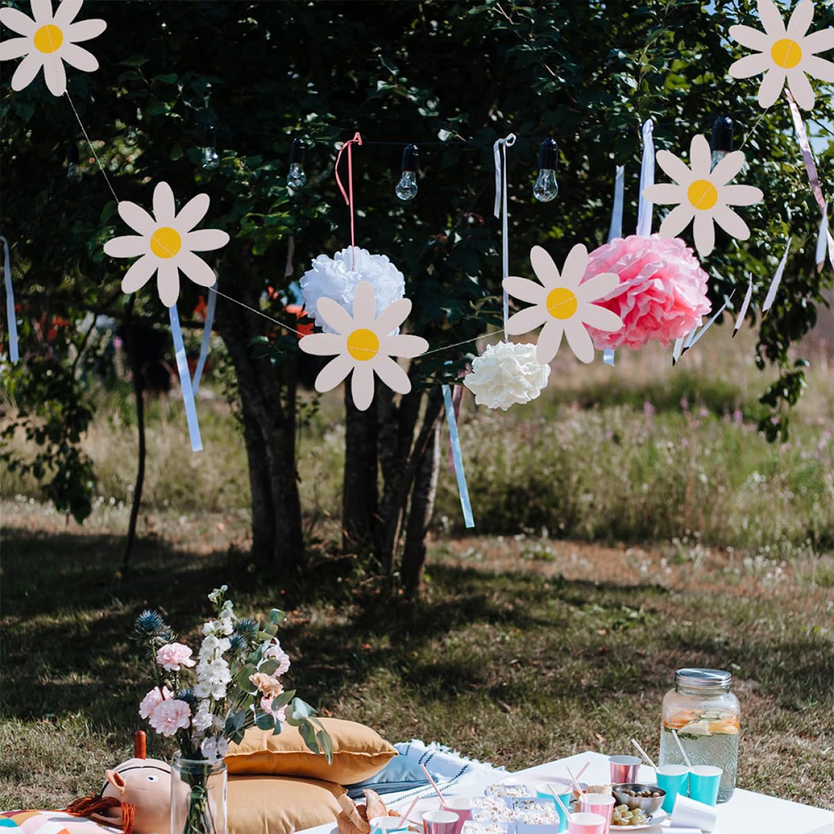 ibasenice 3 Juegos De Banderines Con Margaritas Para Decoración De Fiestas De Cumpleaños Banderines Colgantes Suministros Para Fiestas 5 Unidades X 3