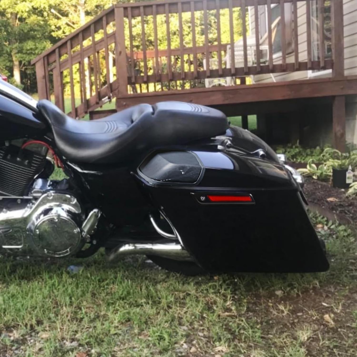 5" Stretched Saddlebags Extended Hard Saddle Bags with 5x7 Speaker Lids Fit For Harley Touring Street Glide FLHX Road Glide FLRTX Electra Glide FLH 2014-2024, Black Latches