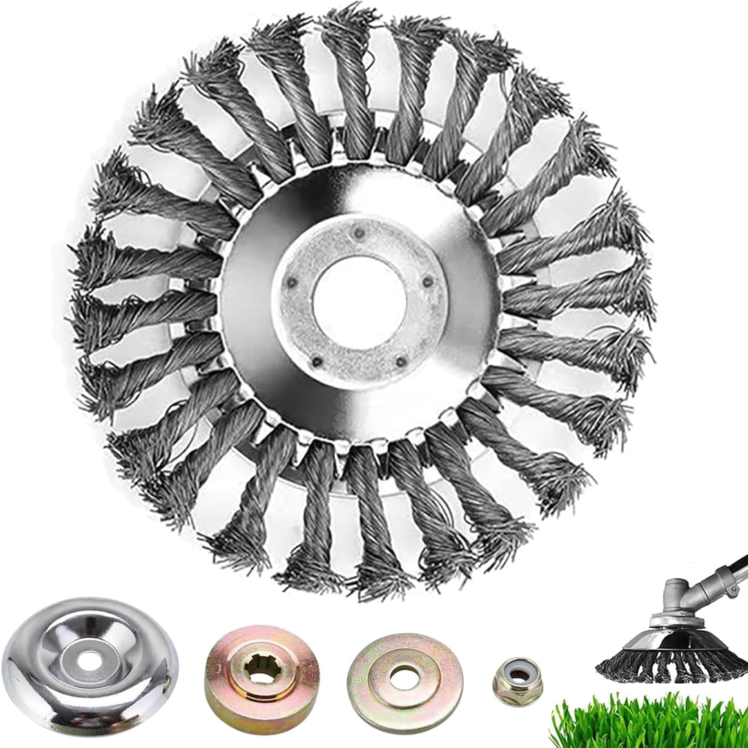 Recortadora de jardín Universal, Cabezal de Corte Indestructible, Corta Todo, desbrozadora rotativa de Alambre de Acero con Kits de Adaptador Universal (10 Inch)