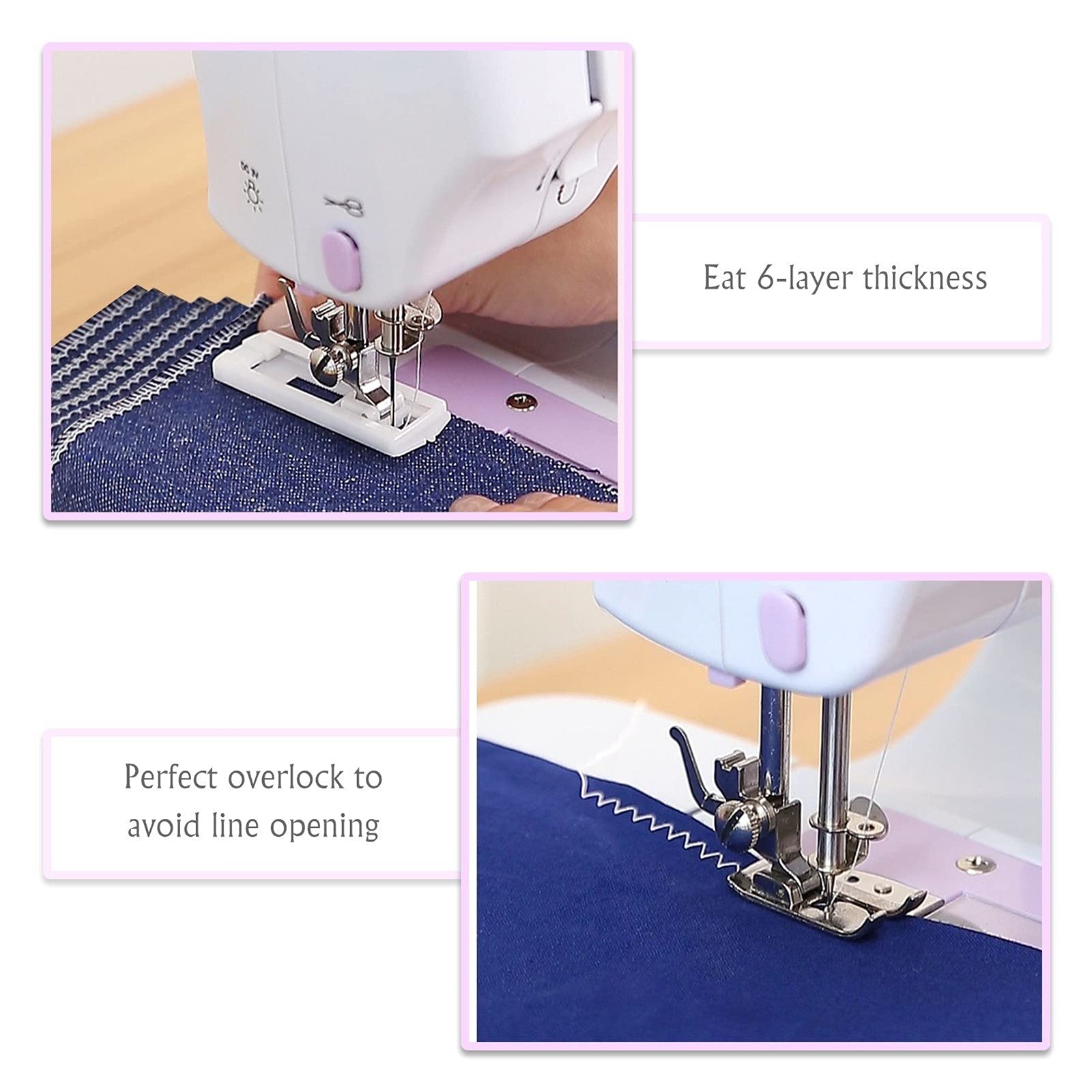 Mini Máquina De Coser Máquina De Coser Eléctrica Doméstica 12 Puntadas 2 Velocidades con Pedal Fácil De Usar (Color : Purple, Size : One Size) (Purple One Size)