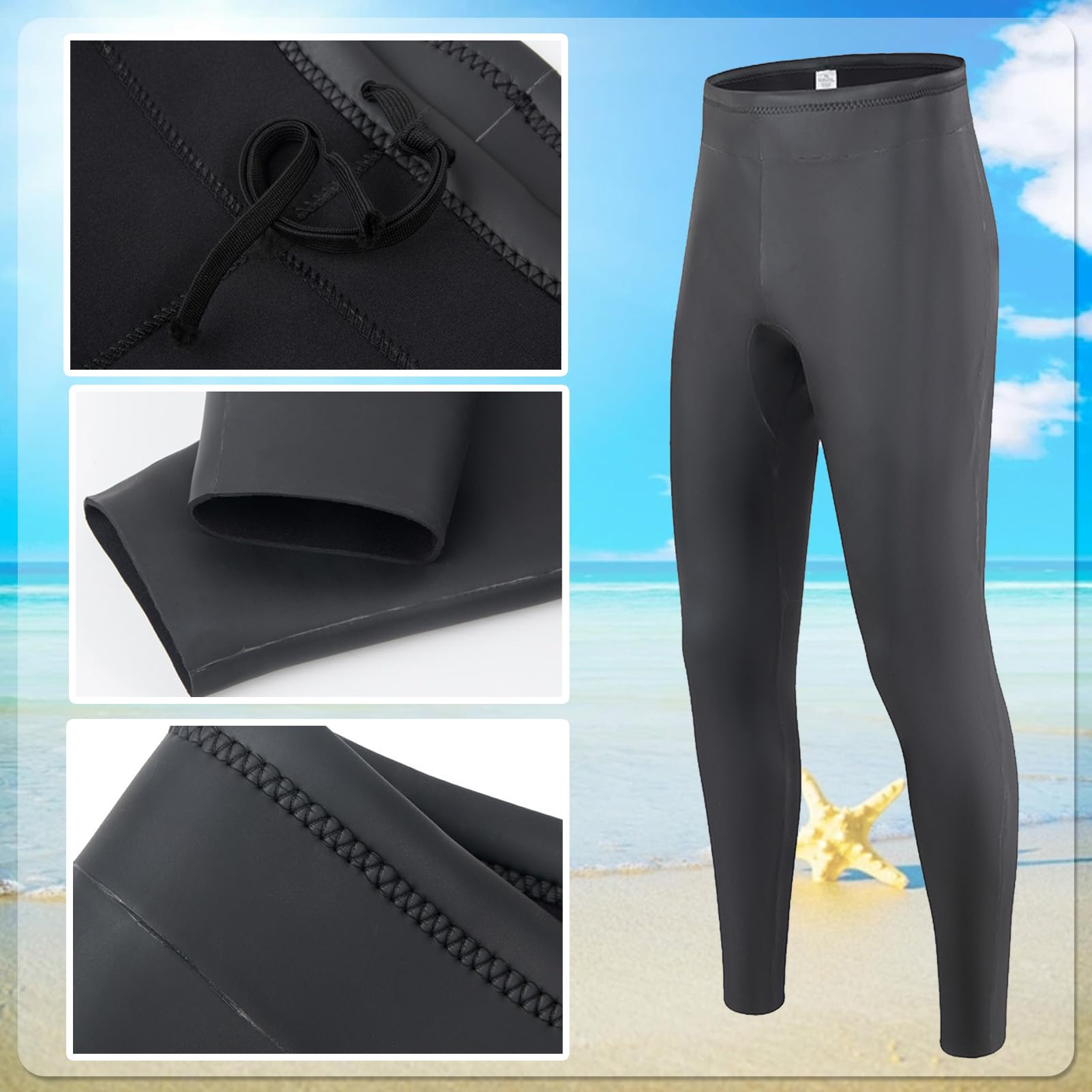 TOVCHEI 3Mm Wetsuit Pants Super Stretch Neoprene Diving Trousers Warm Anti Jellyfish Swimsuit for Scuba Surfing Snorkeling,Black,S