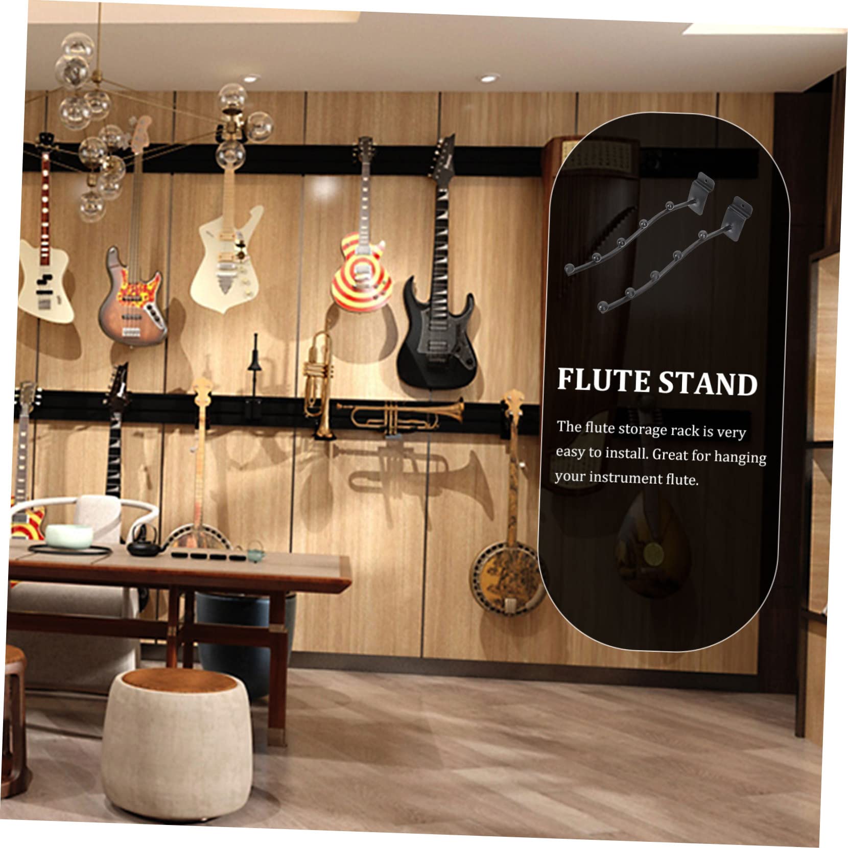 ifundom 2pcs Flute Groove Hangers Wall Mount Musical Instrument Rack for Flute Display