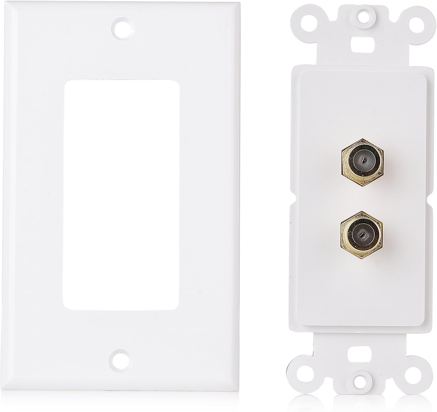 Cable Matters 2-Pack 2-Port TV Cable Wall Plate (Coax Wall Plate) in White