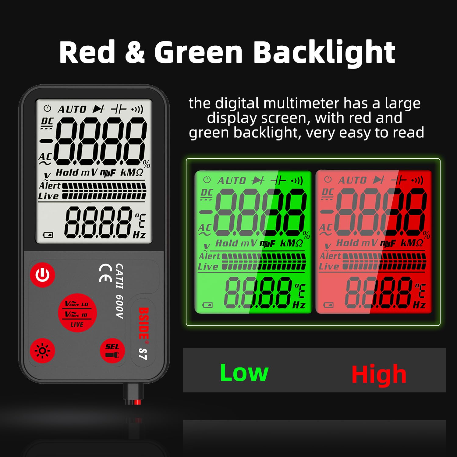 BSIDE Multimetro Digitale Ricaricabile Automatico Tascabile Ultra Sottile Tester di Tensione