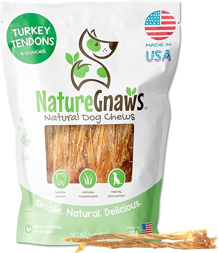 Miniatura 1 de Nature Gnaws Tendones de pavo de Estados Unidos para perros golosinas masticables naturales de primera calidad para perros delicioso aperitivo de