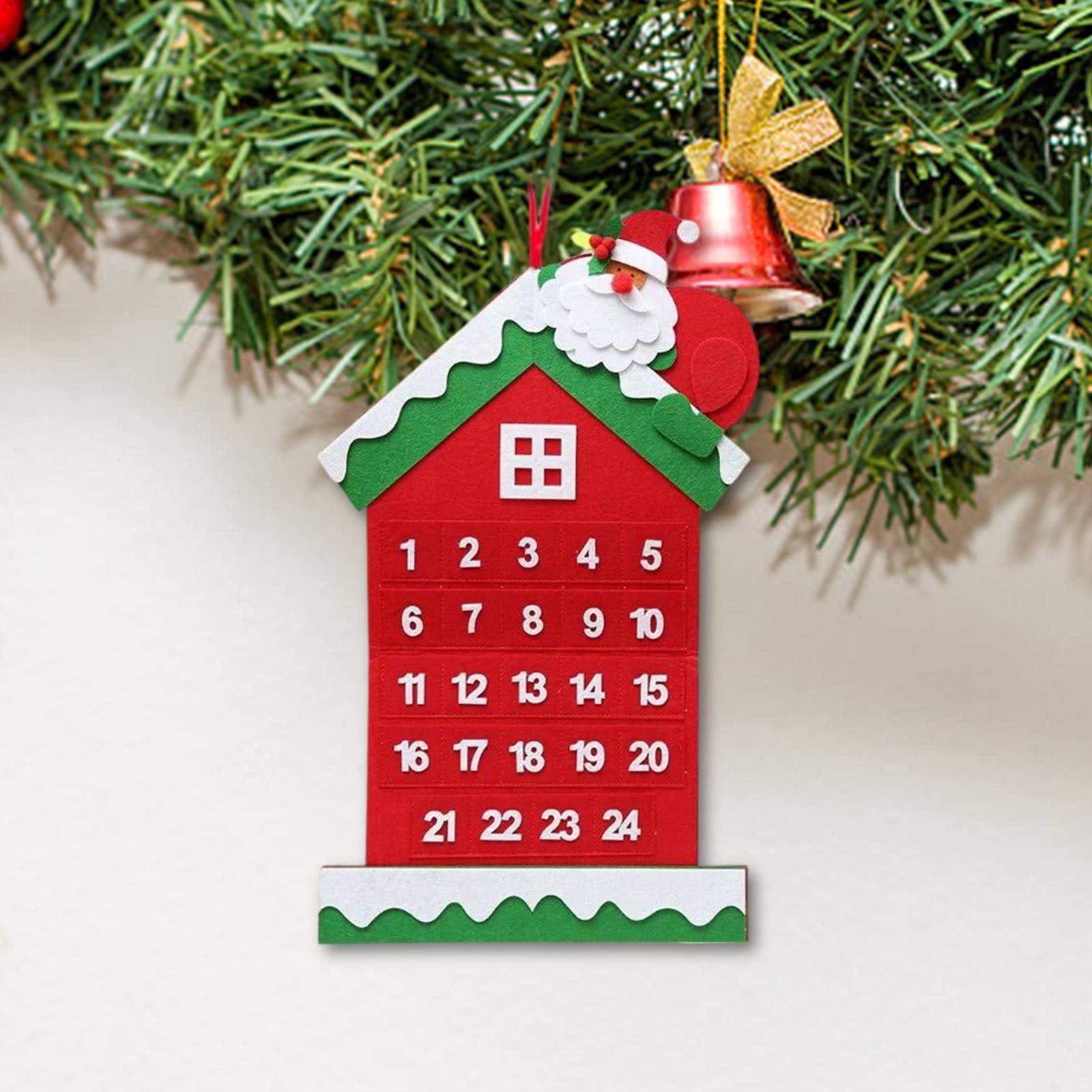 Abonda Filz Weihnachtsbaum, pädagogisch handgefertigt DIY Vlies Cartoon Weihnachtsbaum Anhänger für Kinder, Countdown Kalender Anhänger | Weihnachtsbaum Anhänger für Kinder, Countdown Kalender Anhänger