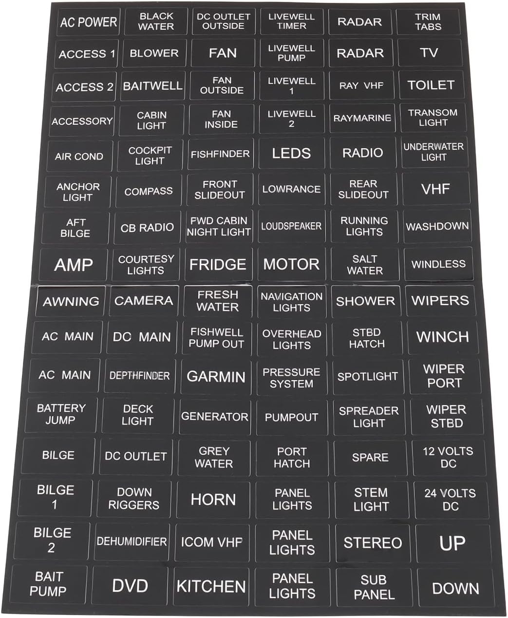 96 Piece Switch Label Sticker Boat Marine Electric Dash Panel Sticker 1.3x2.5cm Vinyl