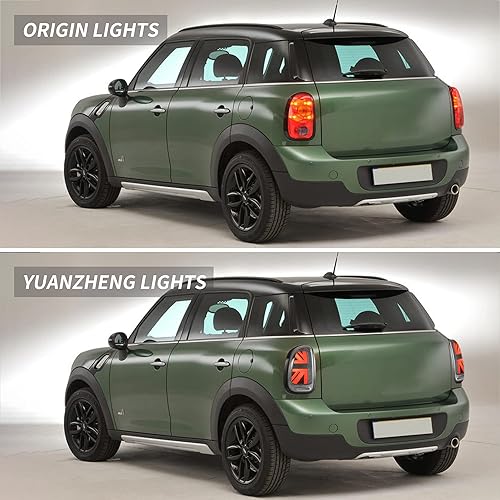 Miniatura 6 de VLAND - Luces traseras ahumadas LED Union Jack compatibles con BMW Mini Cooper Countryman R60 2010-2016 con señal de giro secuencial, luces de