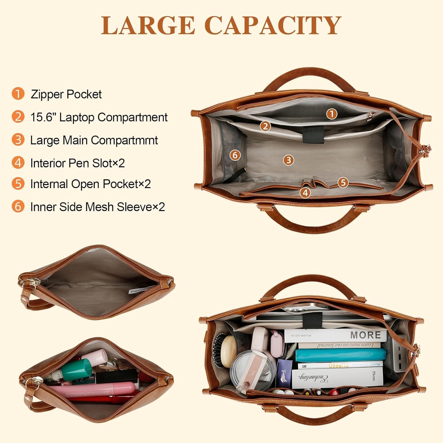 KKXIU Lunch Tote Bag for Women - 15.6" Laptop Bag with Insulated Lunch Compartment, Quilted Lunch Tote Purse - Image 5