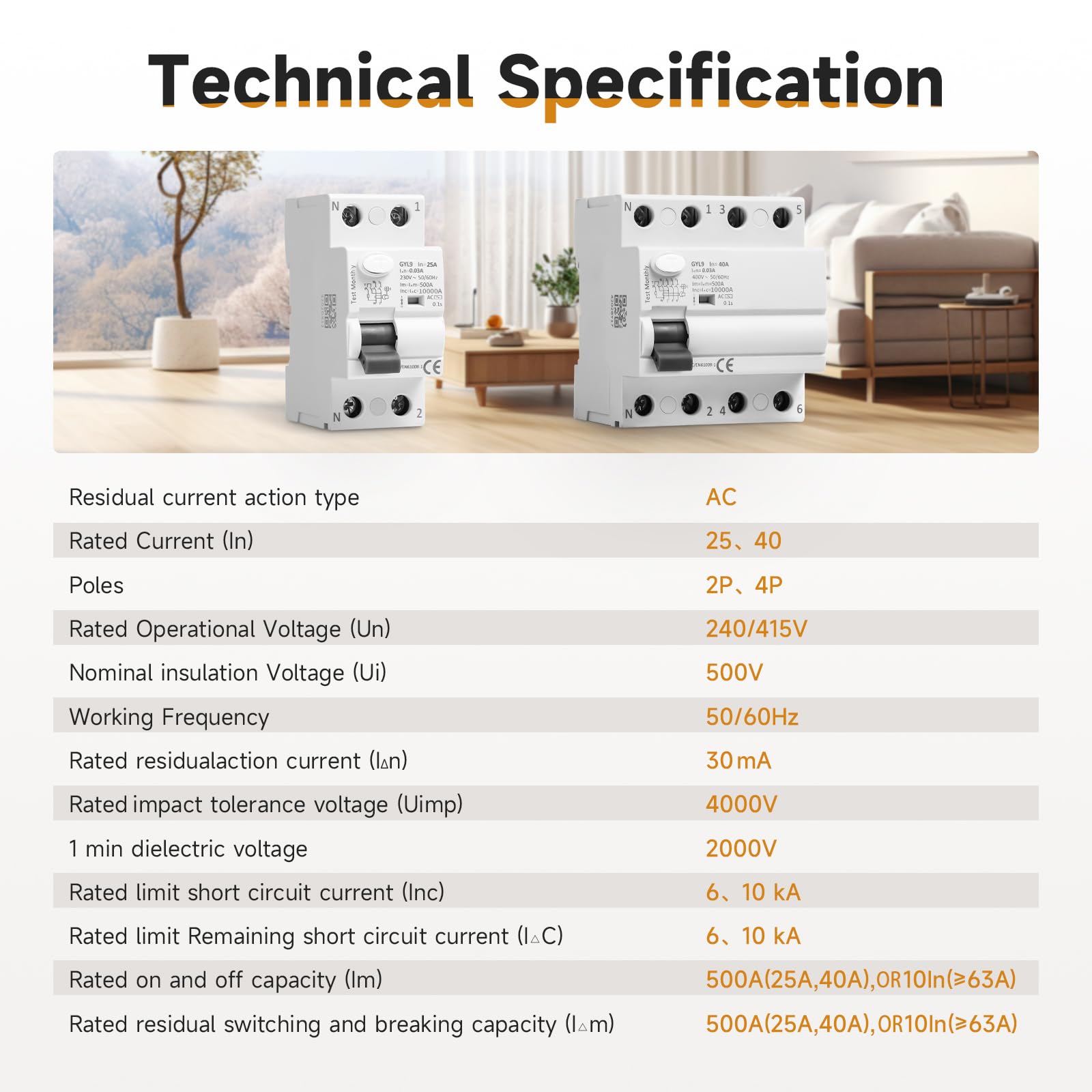 Interruptor Electromagnético Térmico Diferencial 25a 2P 30ma, Con Protección Contra Fugas Eléctricas, Adecuado Para Uso Residencial e Industrial, Instalación de Guía DIN de 240V 35mm