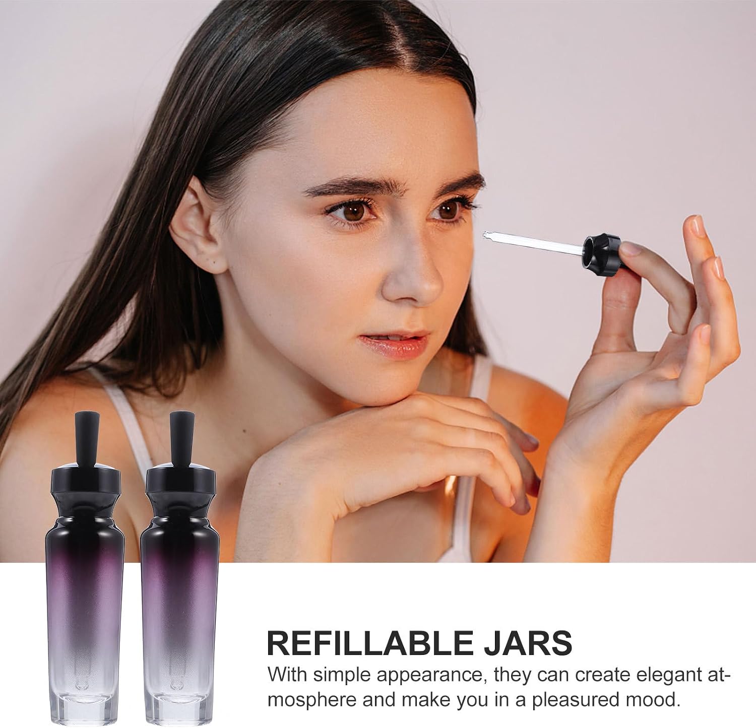Garneck 4pcs 30ml Glass Dropper Bottles Refillable Empty Essential Oil Jars with Purple Cap for Aromatherapy Travel and Medicine Packaging