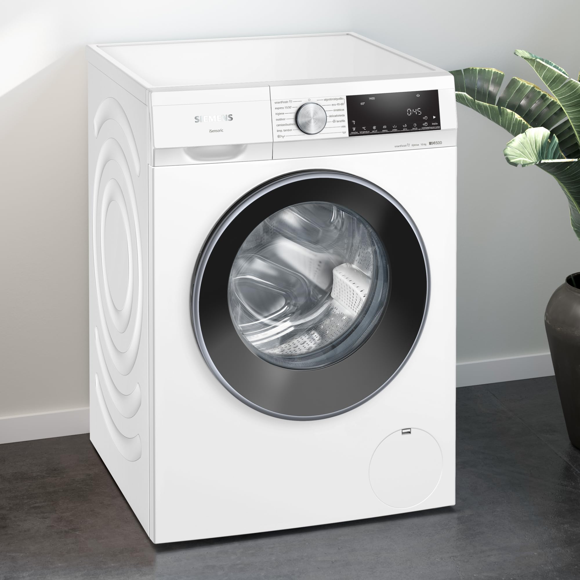 Siemens - Lavadora de carga frontal, 10 kg, iQ500, smartFinish, antiManchas, Blanco, WG54G2Z1ES