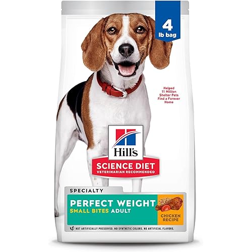 Hill's Science Diet Perfect Weight, Adult 1-6, Weight Management Support, Small Kibble, Dry Dog Food, Chicken Recipe, 4 lb Bag