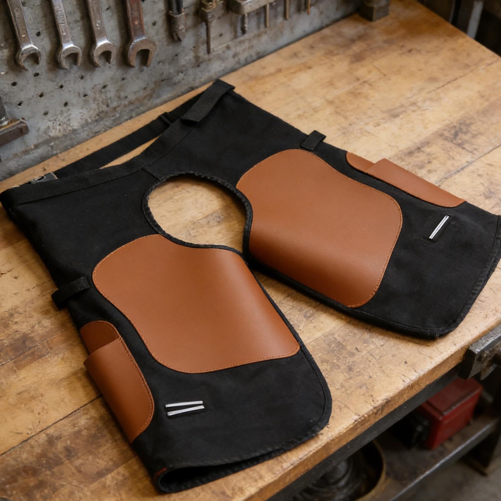 Grembiule da Mascalcia Protezione Regolabile e Resistente con 2 Tasche | Grembiule da Saldatura per Carpentiere Meccanico Addetto ai Macchinari Vigile