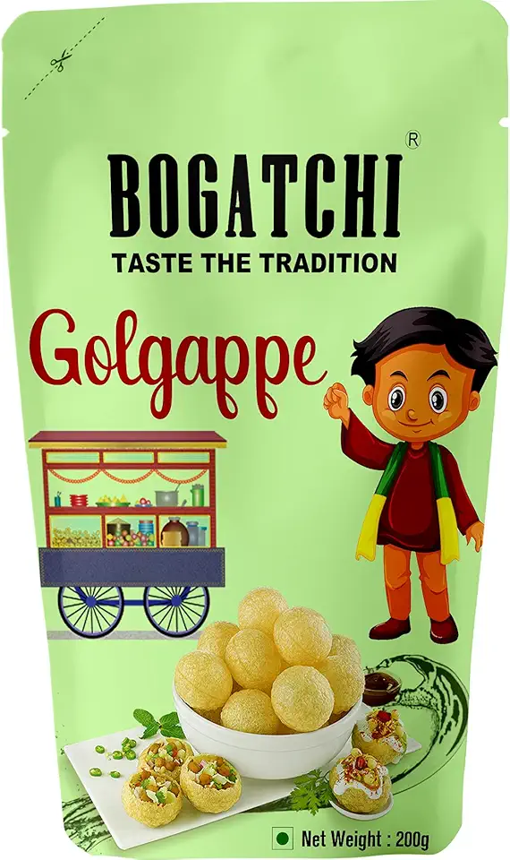 BOGATCHI Pani puri packet ready to eat - Fry or Bake in Microwave | instant pani puri pellets | Golgappe Packet Readymade | Pani Puri Papad | pani poori Panipuri packets - Value Pack, 200g