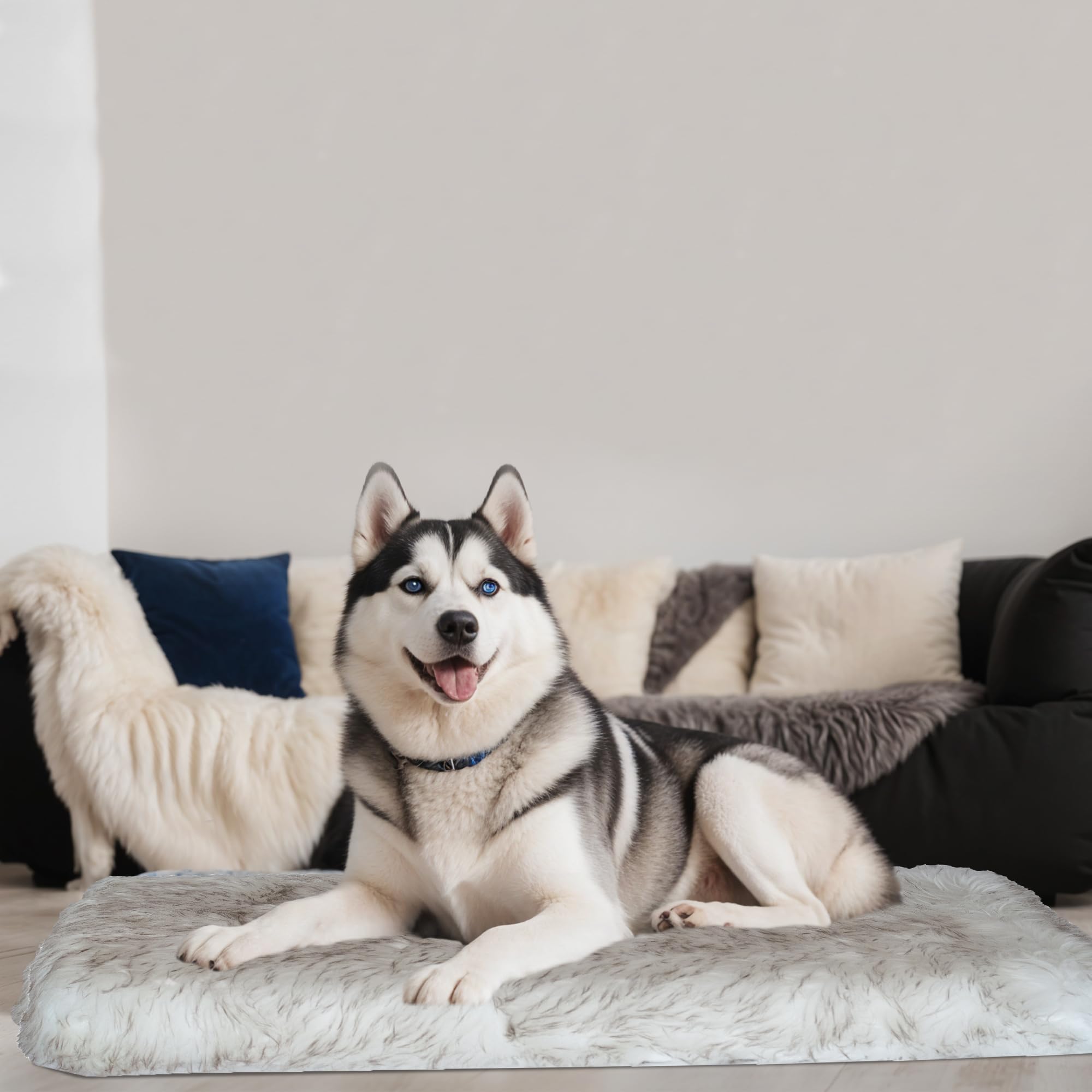 MAVERICK Premium Dog Bed, Orthopedic Dog Bed with High-Grade Memory Foam, Luxurious Faux Fur Sleep Surface, Water-Resistant Liner, Removable &