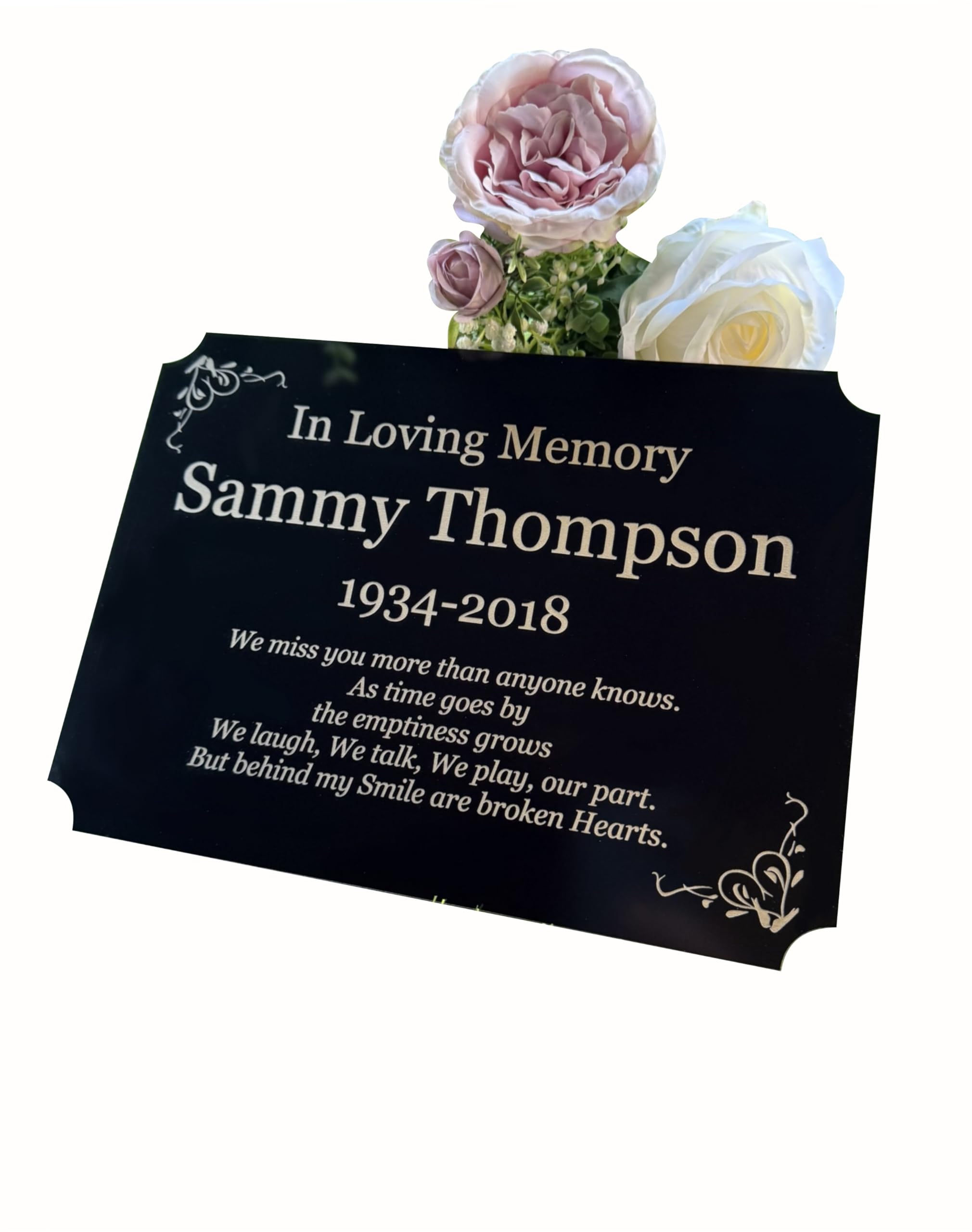Personalised Memorial Plaque, Engraved 29x21cm, Gold Lettering, Gold, Grave Marker, Weatherproof, Crematorium, Alternative to granite, Satin Black, 3 Sizes (Black)