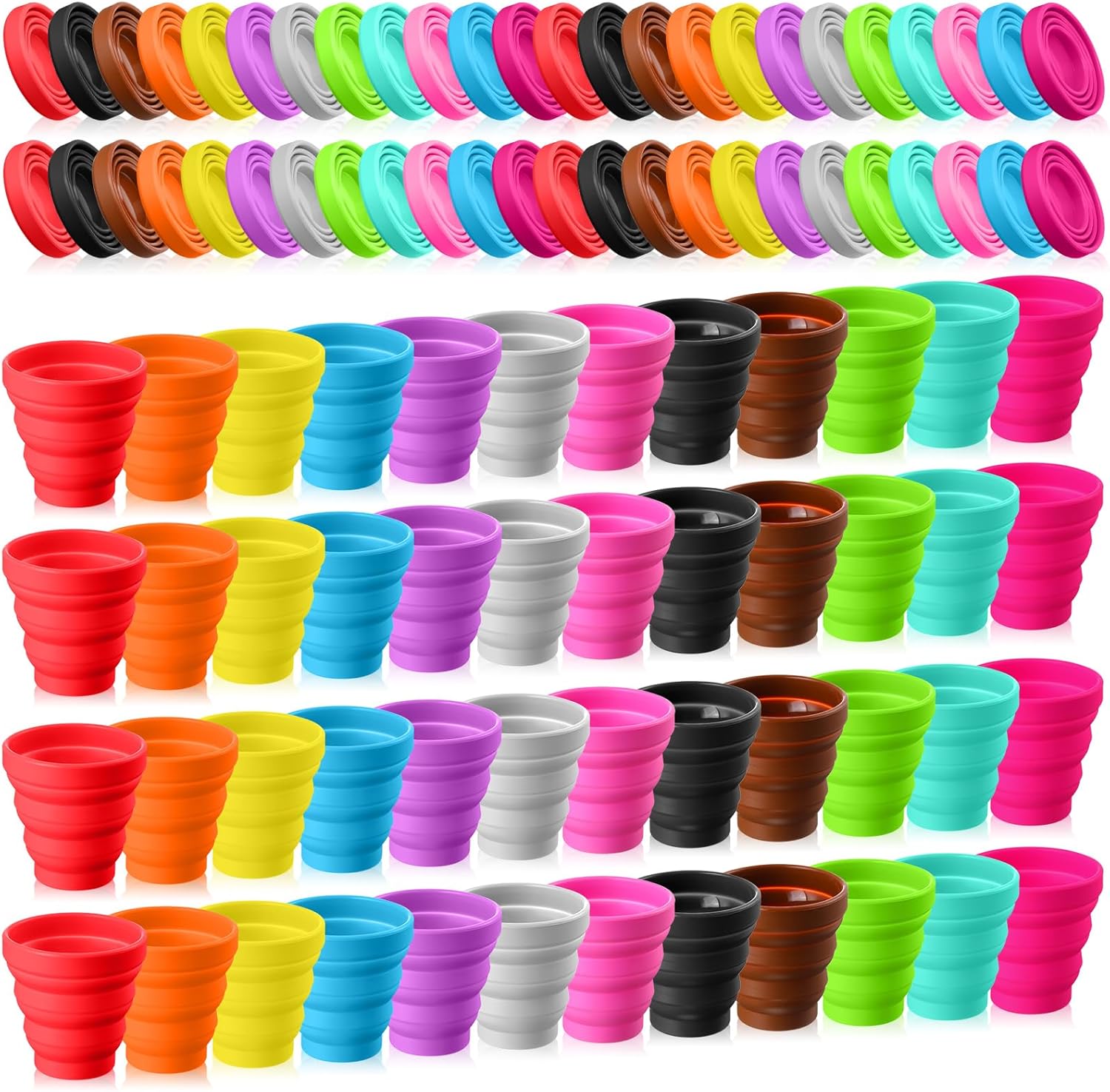 Umigy Silicone Collapsible Cup Without Lids Travel Portable Foldable Cup Colorful Reusable Collapsible Shot Cup Expandable Drinking Cup for Kids Traveling Outdoor Hiking, 12 Colors