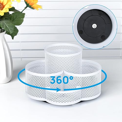 Vista 8 de Soporte para bolígrafo para escritorio, soporte giratorio para lápices, soporte para tazas para escritorio y oficina, organizador de bolígrafos