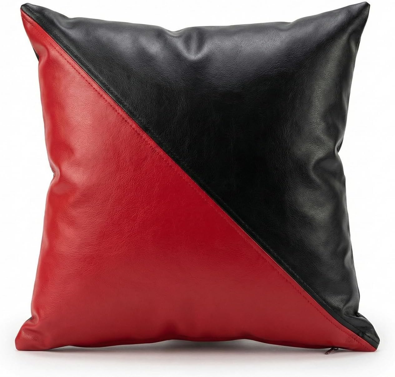 Genuine Leather Pillow Cover Case for Lumbar Throw Couch Pillows - Decorative Farmhouse Sofa Thick & Soft Modern Cushion Covers (Black, 18" x 18")