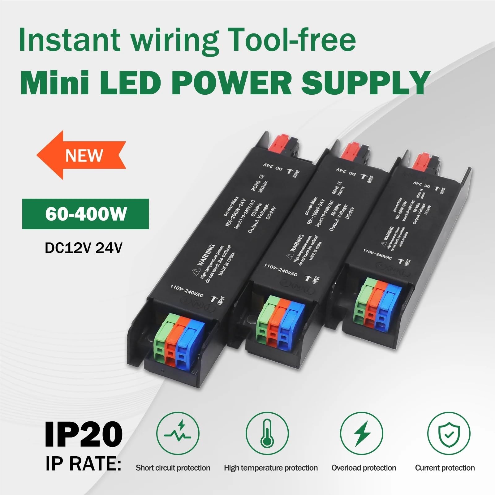 Ultra cienki zasilacz LED 12 V/24 V 400 W 300 W 200 W 100 W 60 W przetwornik przetwornika sterownika AC/DC konwerter (1 szt. 300 W, 12 V)
