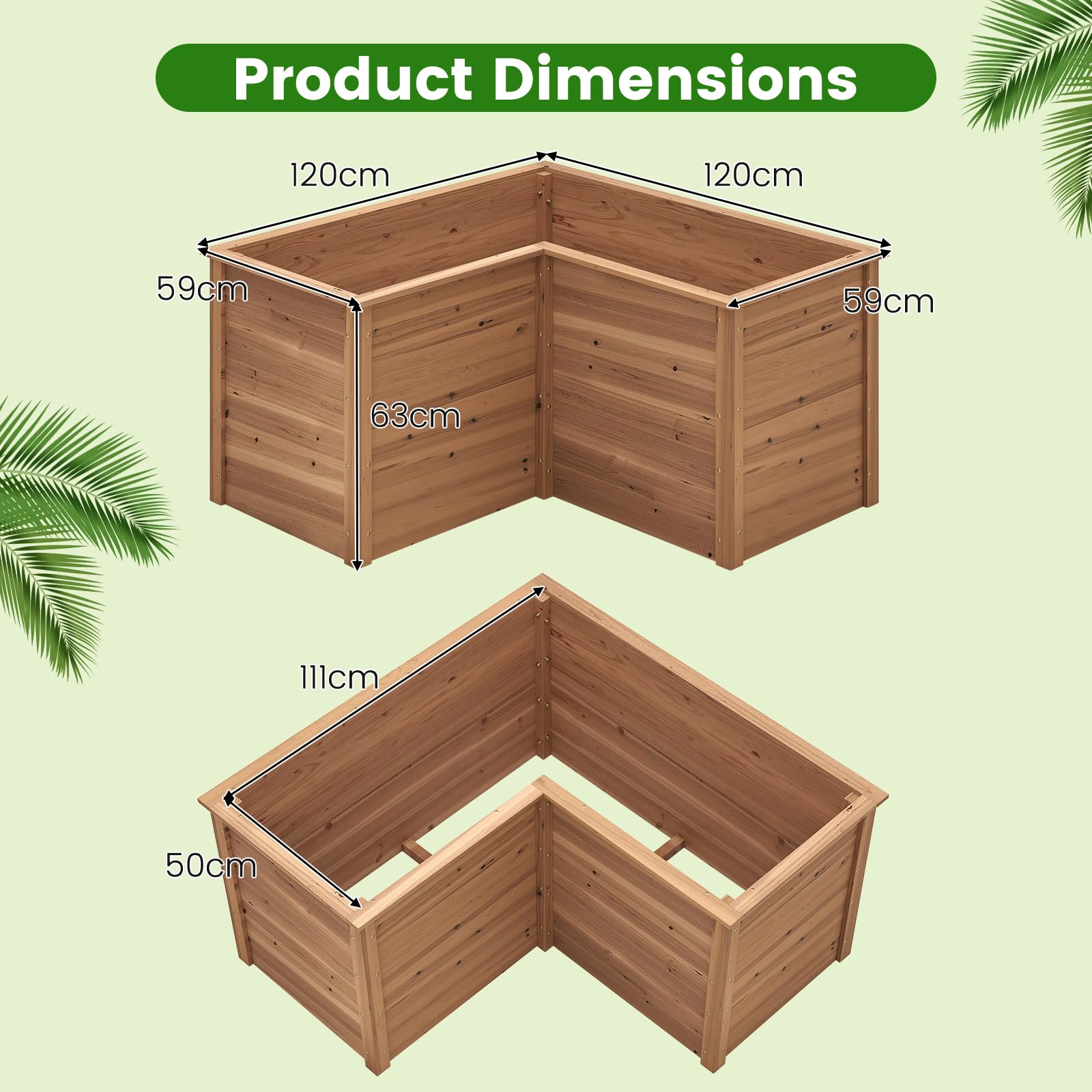 HOMASIS Orto Rialzato da Esterno per Giardino in Legno a Forma di L, Fioriera Rialzata con Fondo Aperto, Vaso per Piante da Giardino, Balcone o Terrazza, Letto per Fiori, Verdure, Erbe (Marrone)