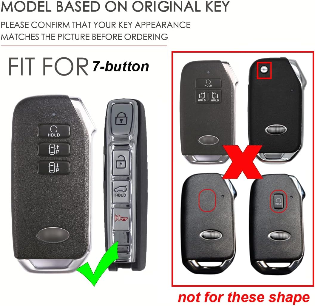 ontto 7-Button Key Fob Cover Compatible with Kia Sorento 2020 2021 Car Key Case Stylish Leather Key Skin Brown