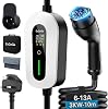 EzGoGo EV Charger Cable Type 2 to 3 Pin Plug 32.81Ft/10M Electric Car Charger 3kW, [6/8/10/13A] Type 2 Charging Cable 3 Pin IP65 Advanced Protection Suitable for EVs & PHEVs