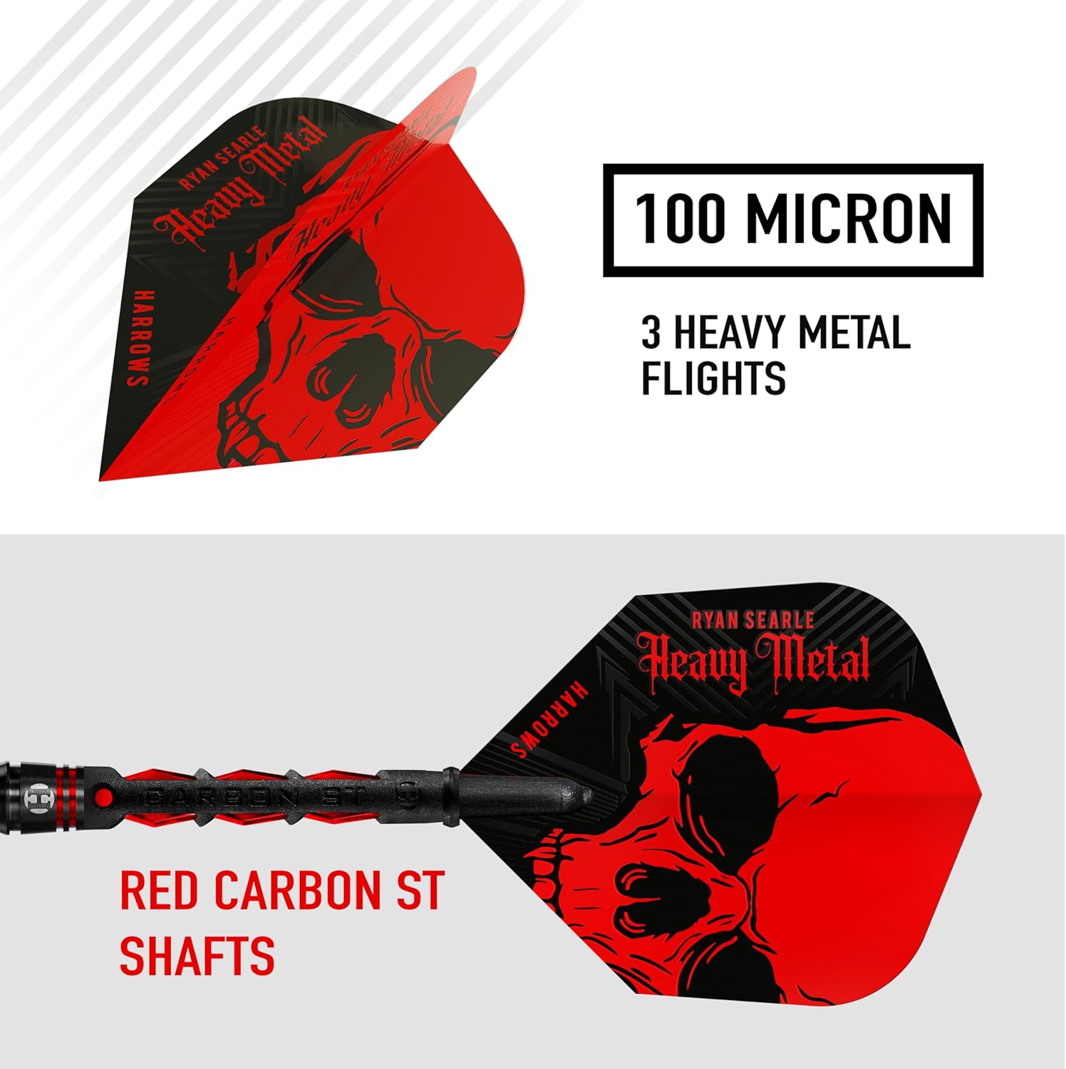 Harrows Ryan Searle Darts 90% Tungsten | Pro Player Steel Tip Darts Set | 21g, 22g, 23g, 24g, 26g, 30g, 32g | Includes Carbon ST Shafts & 100 Micron Heavy Metal Flights-24g