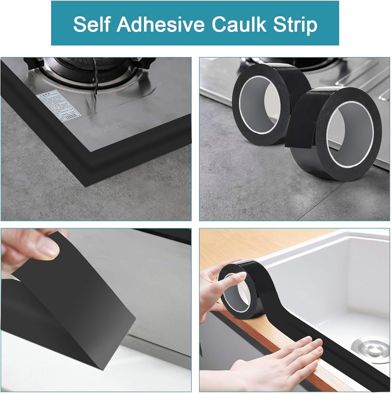 Buy Caulk Strip Waterproof Caulking Tape Self Adhesive Caulking Strip For Kitchen Sink Bathtub Bathroom Shower Sealant Caulk Tape Sealing Repair Tape Bathtub Tape 2 Inch X 16 4 Feet Black 4 Pack