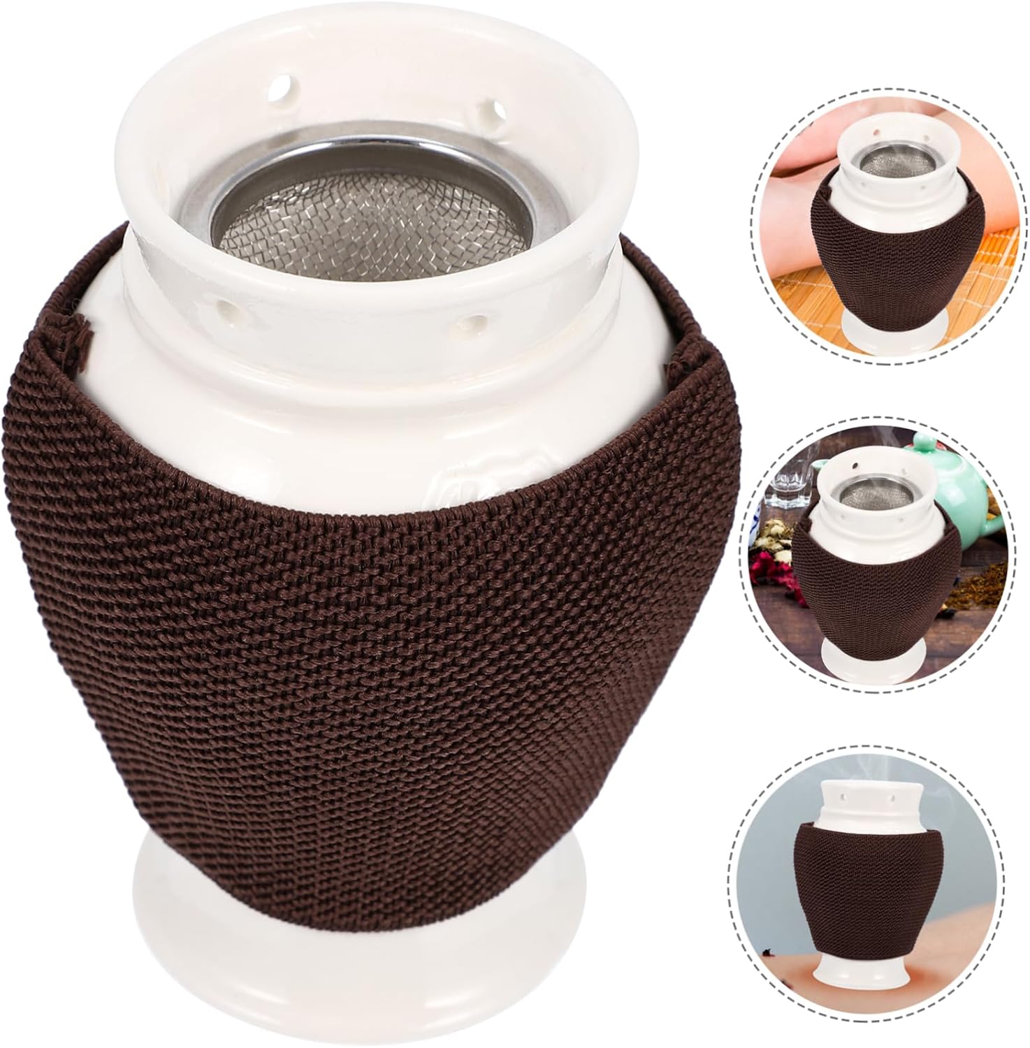 GARVALON Ceramic Purple Clay Moxibustion Pot Portable Moxa Burner Random Design for Massage Therapy and Acupuncture